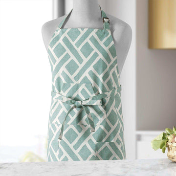 Martinique Aqua Printed Cotton Apron - HalfPriceDrapes.com