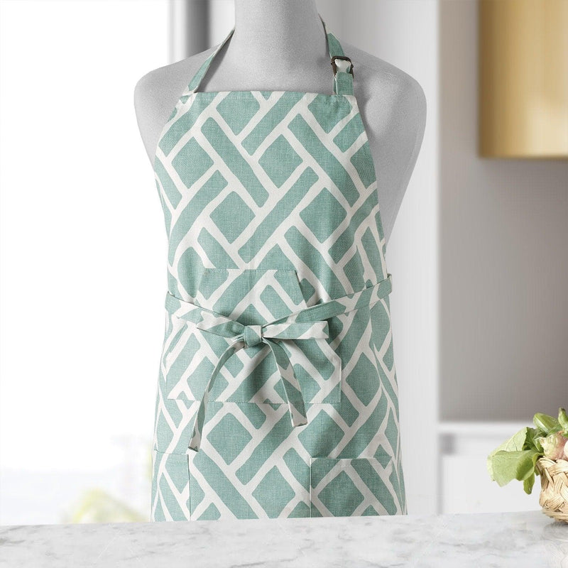 Martinique Aqua Printed Cotton Apron - HalfPriceDrapes.com
