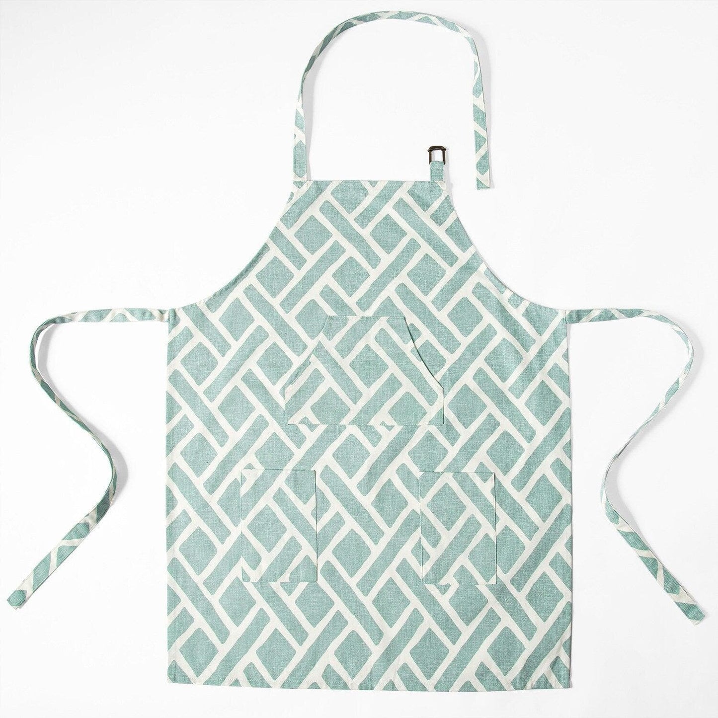 Martinique Aqua Printed Cotton Apron - HalfPriceDrapes.com