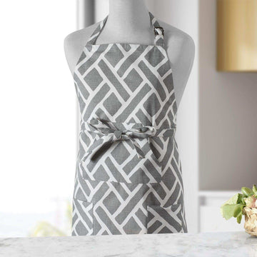 Martinique Grey Printed Cotton Apron - HalfPriceDrapes.com
