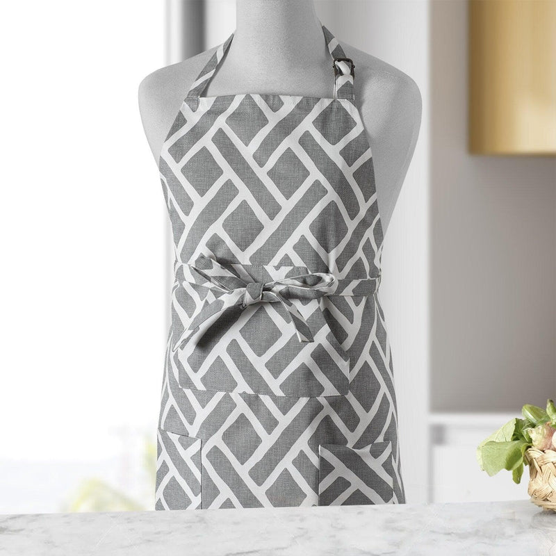 Martinique Grey Printed Cotton Apron - HalfPriceDrapes.com