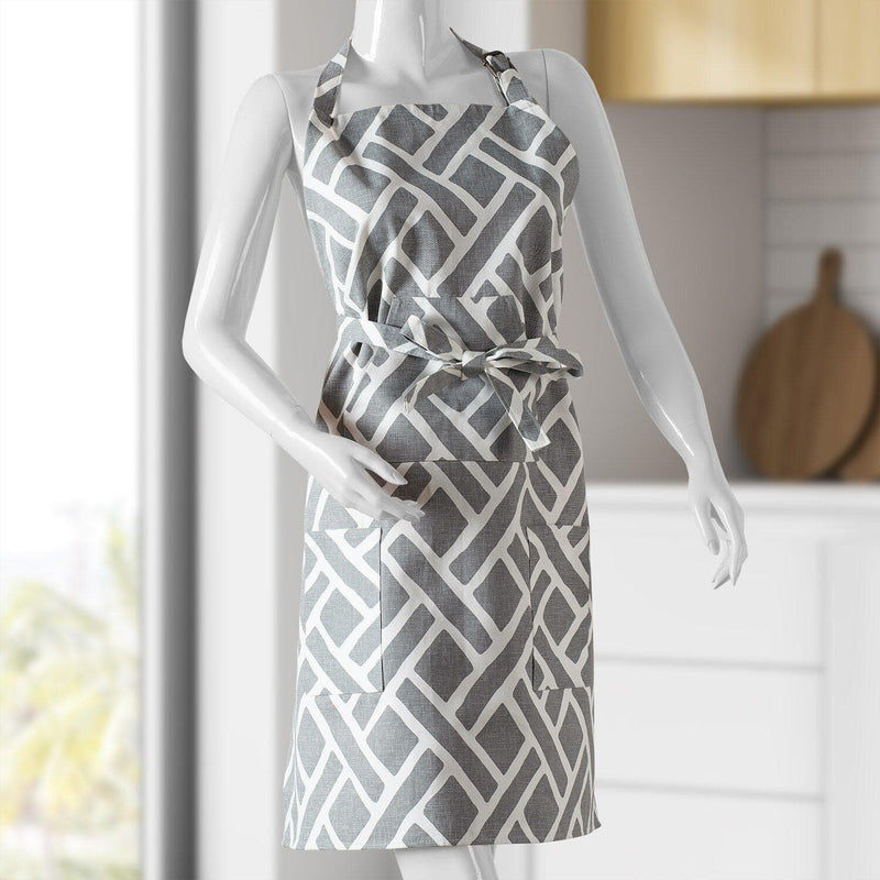 Martinique Grey Printed Cotton Apron - HalfPriceDrapes.com