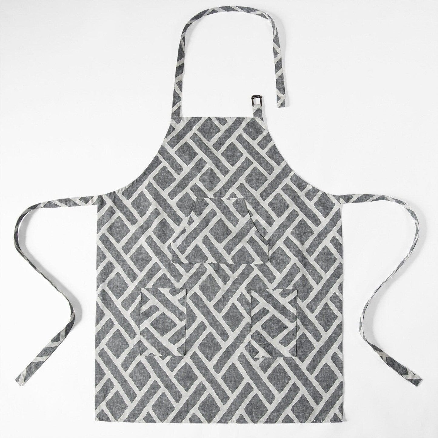 Martinique Grey Printed Cotton Apron - HalfPriceDrapes.com
