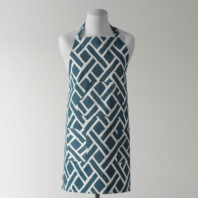 Martinique Blue Geometric Printed Cotton Apron