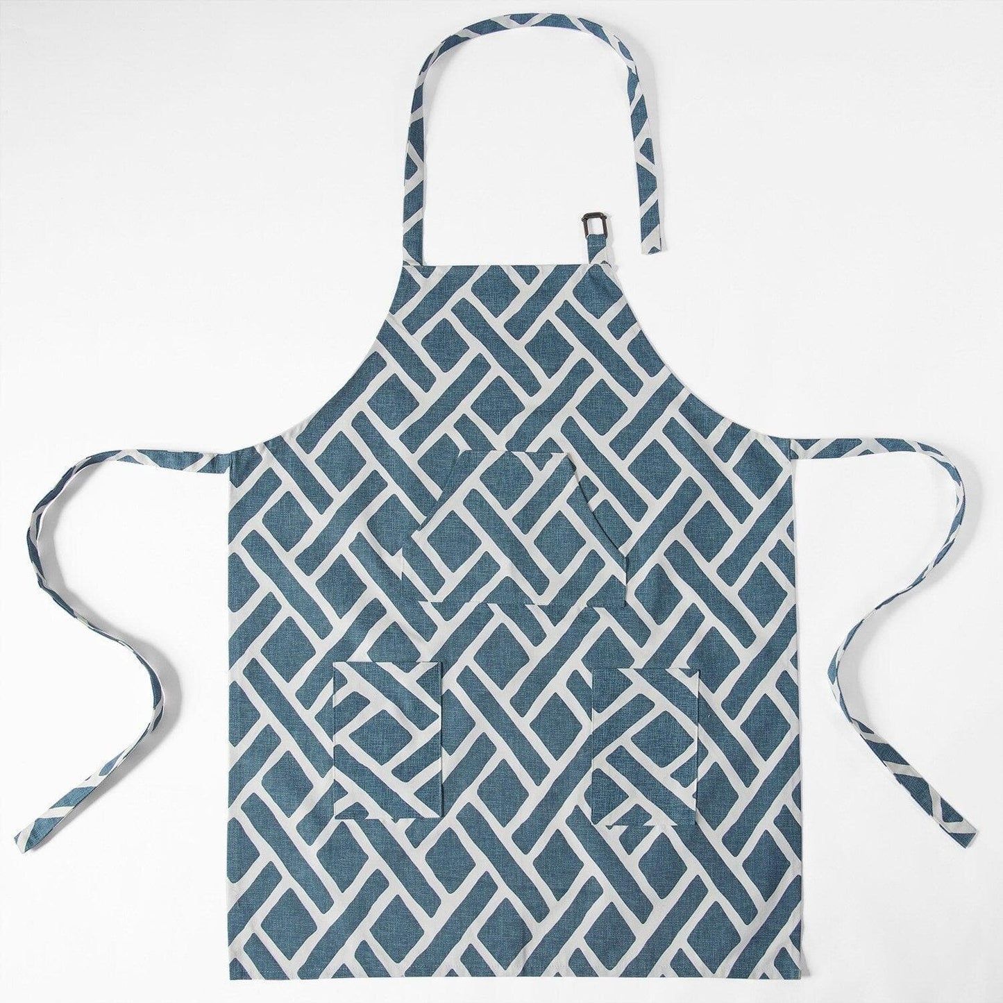 Martinique Blue Printed Cotton Apron - HalfPriceDrapes.com