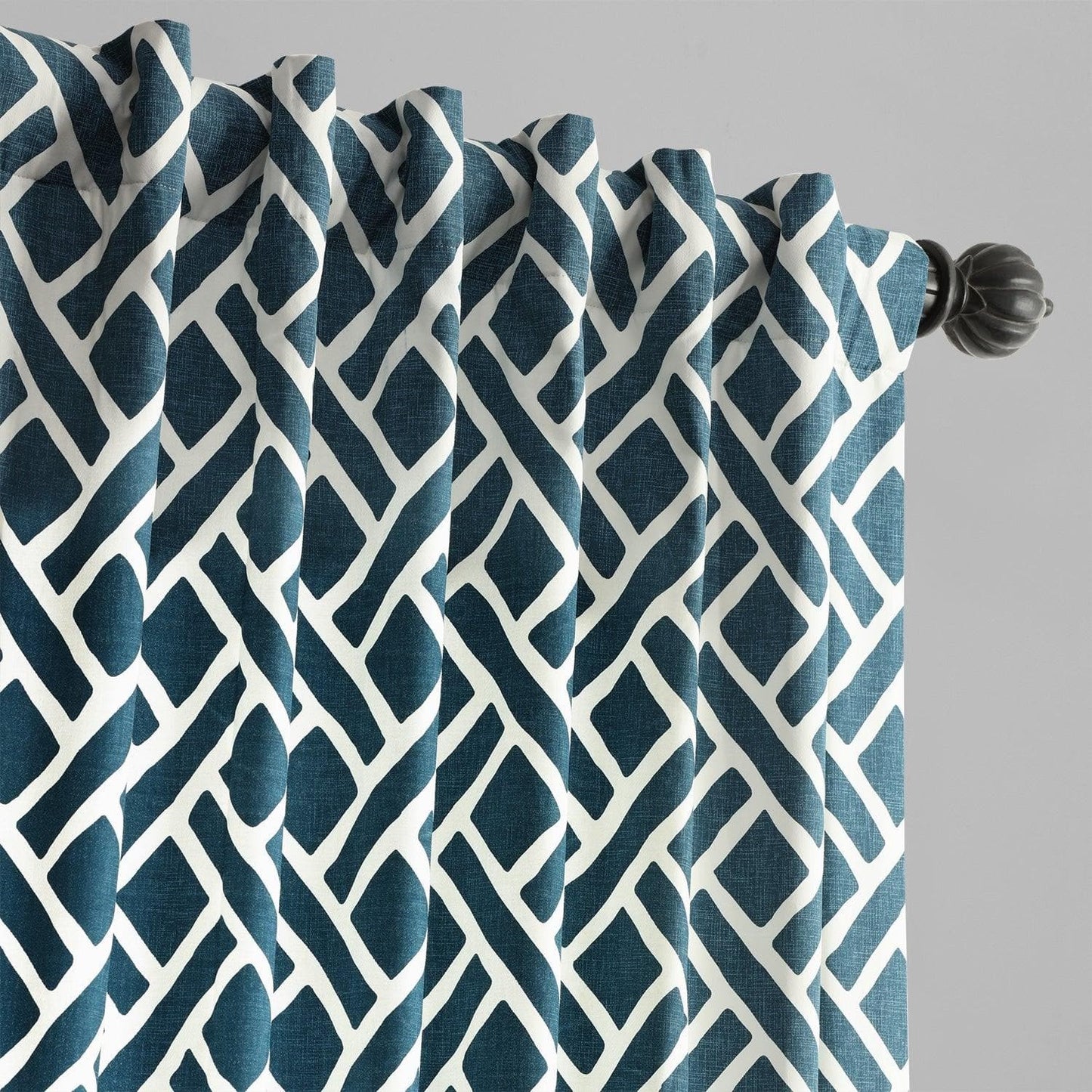 Martinique Blue Printed Cotton Curtain