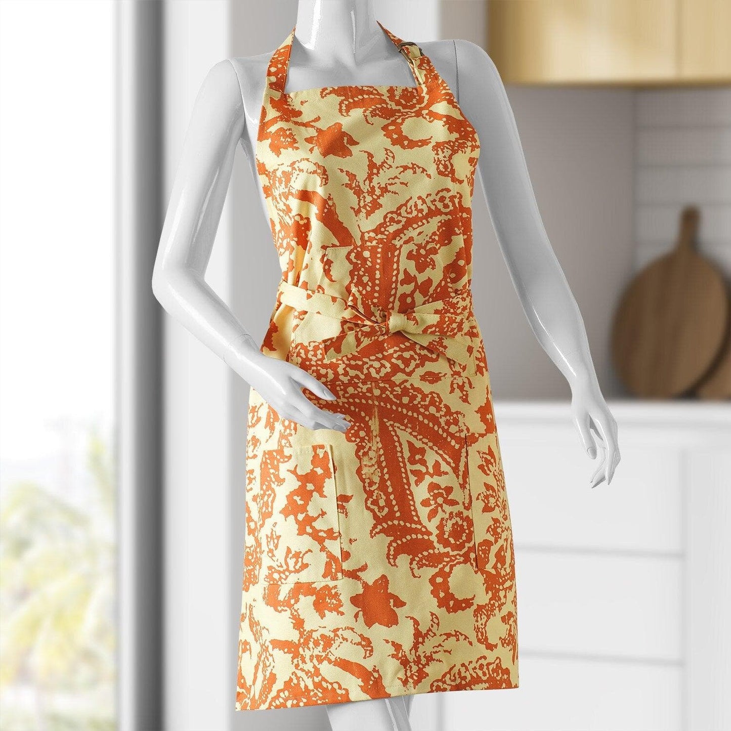 Edina Rust Printed Cotton Apron - HalfPriceDrapes.com