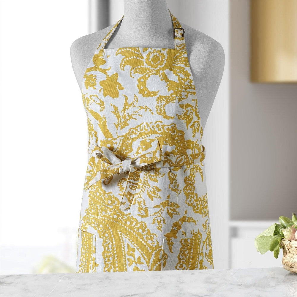 Edina Mustard Printed Cotton Apron - HalfPriceDrapes.com