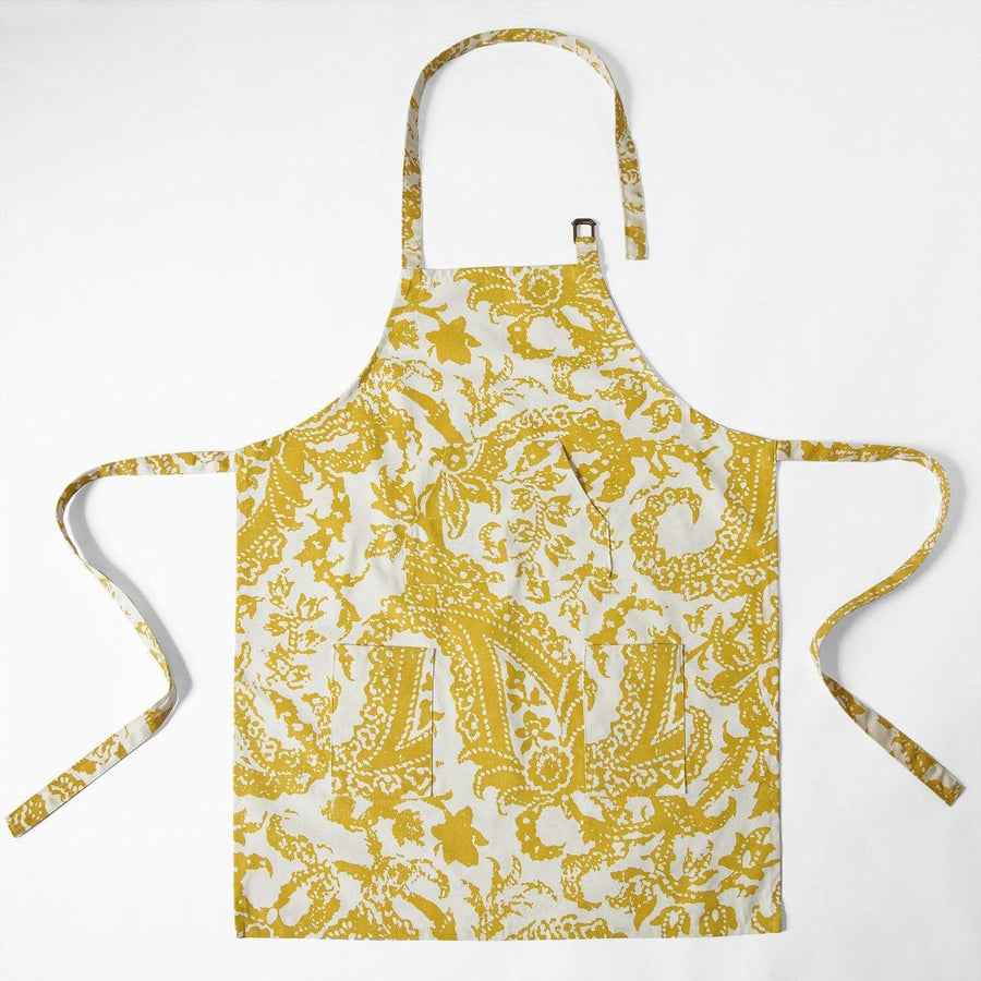 Edina Mustard Printed Cotton Apron - HalfPriceDrapes.com