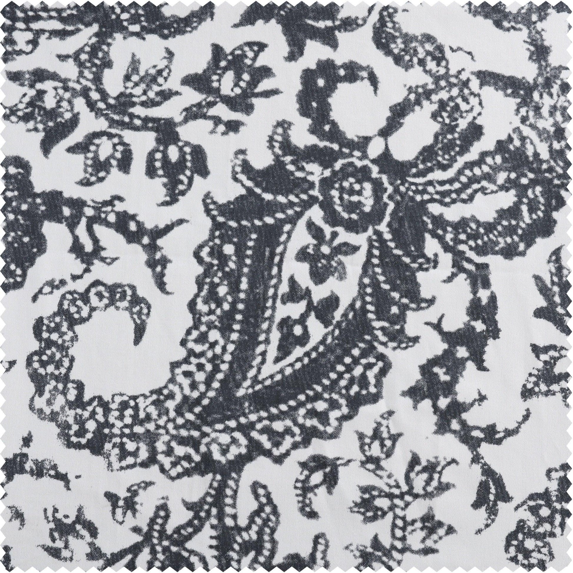 Edina Washed Grey Printed Cotton Swatch - HalfPriceDrapes.com