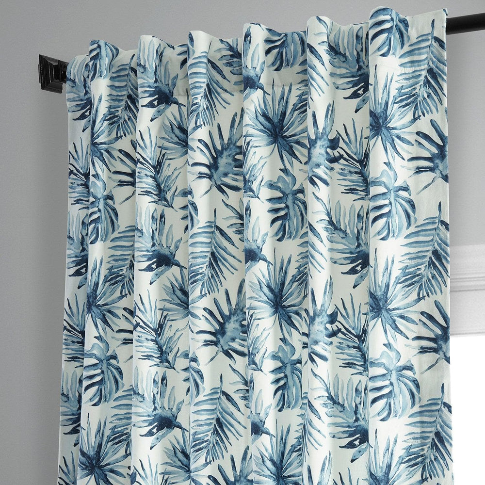Artemis Blue Printed Cotton Curtain - HalfPriceDrapes.com