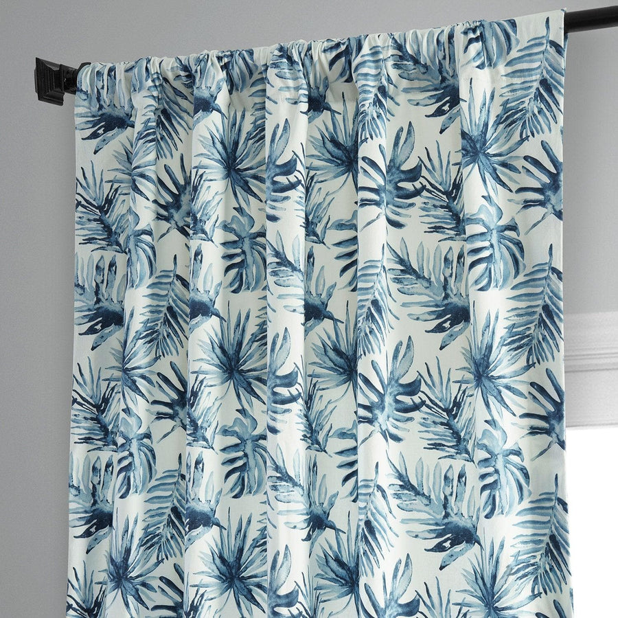 Artemis Blue Printed Cotton Curtain - HalfPriceDrapes.com