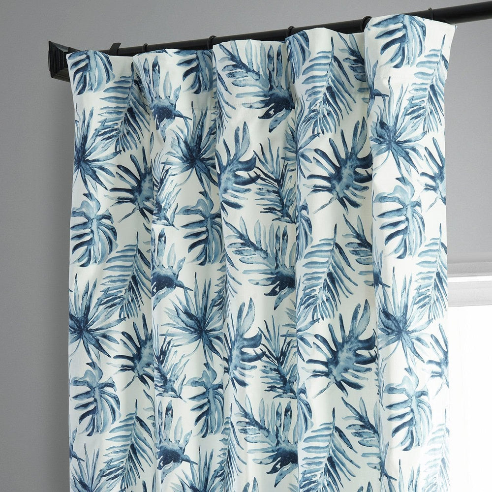 Artemis Blue Printed Cotton Curtain - HalfPriceDrapes.com