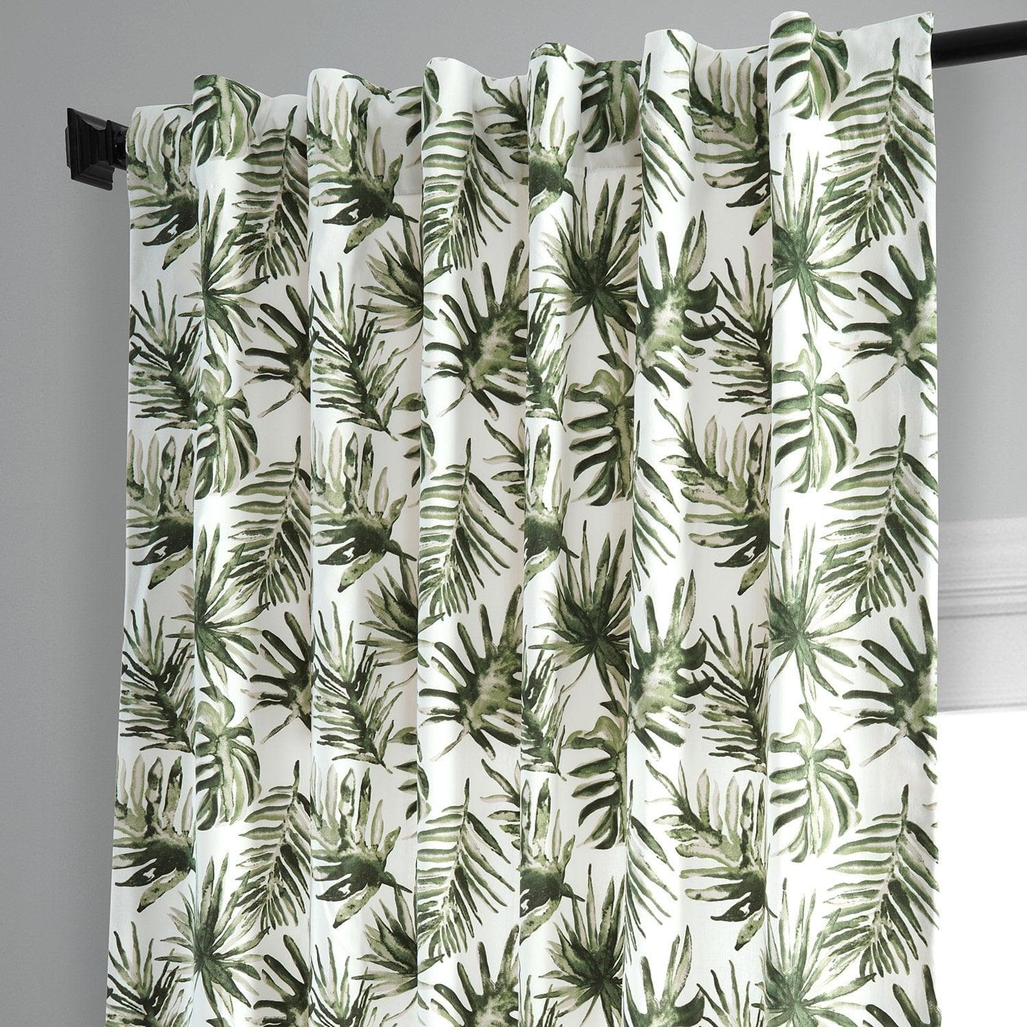 Artemis Olive Printed Cotton Curtain - HalfPriceDrapes.com