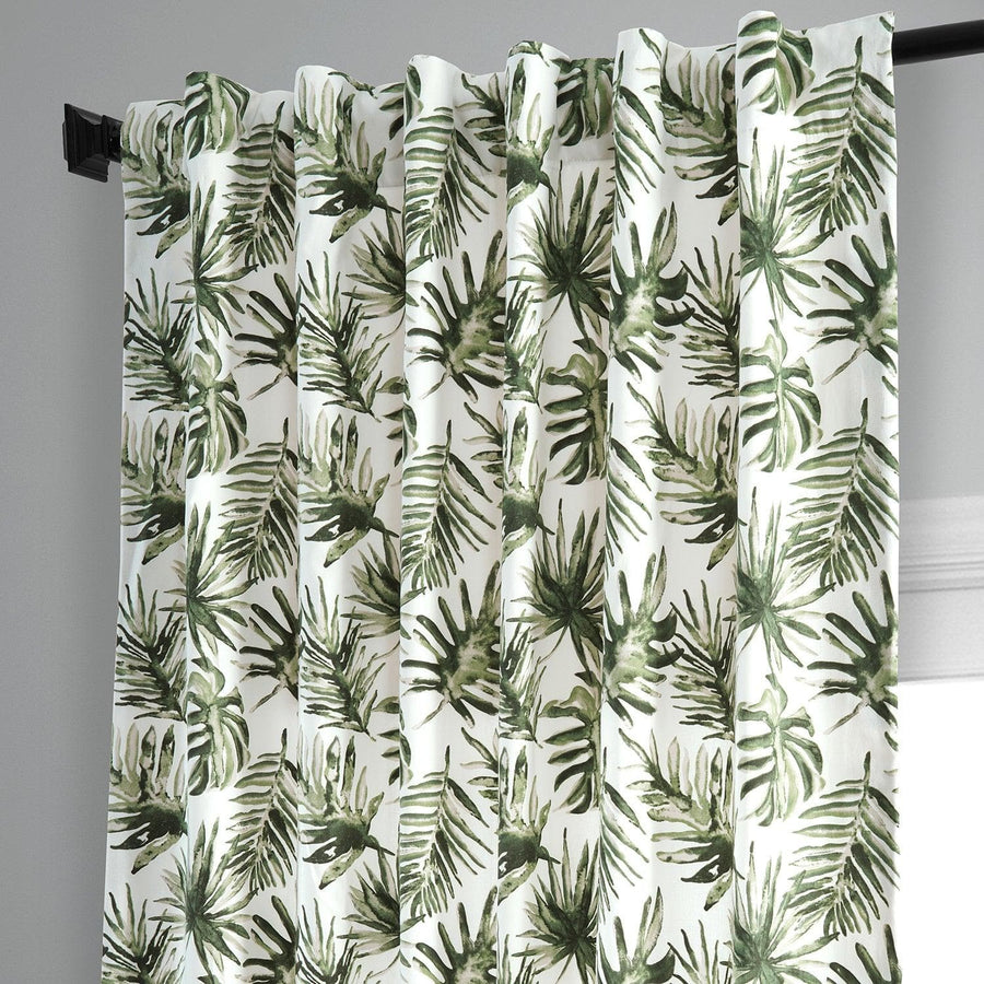 Artemis Olive Printed Cotton Curtain - HalfPriceDrapes.com