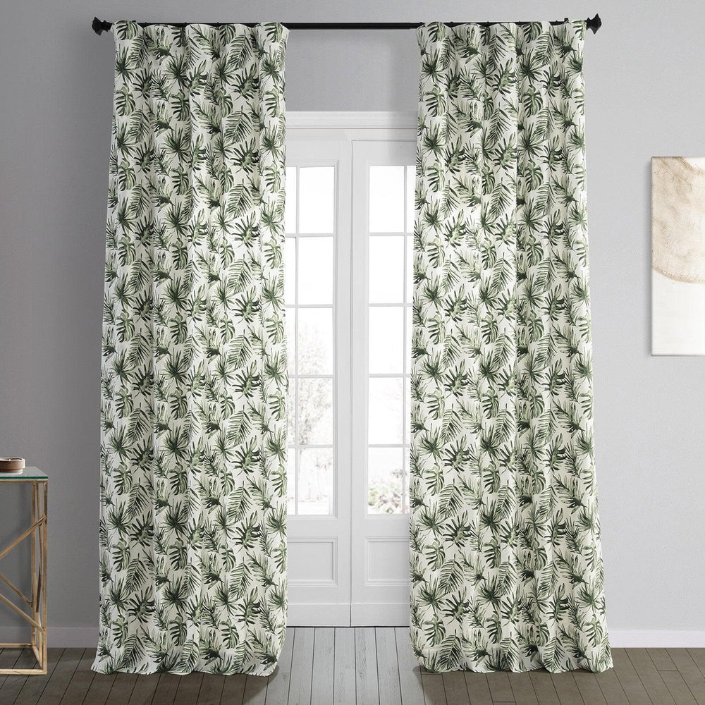 Artemis Olive Printed Cotton Curtain - HalfPriceDrapes.com