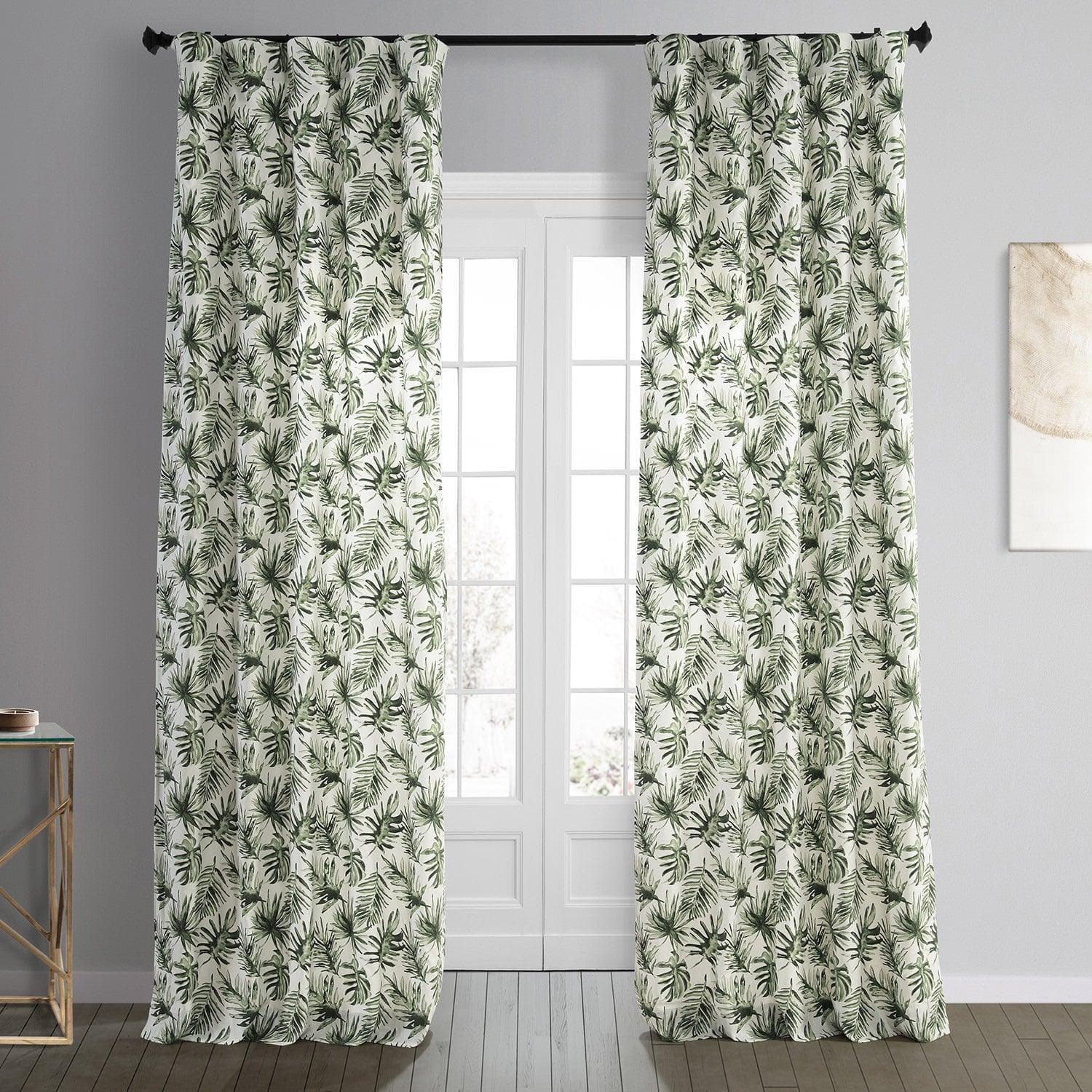 Artemis Olive Printed Cotton Curtain - HalfPriceDrapes.com