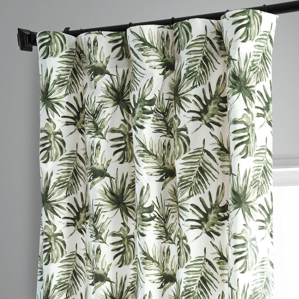Artemis Olive Printed Cotton Curtain - HalfPriceDrapes.com