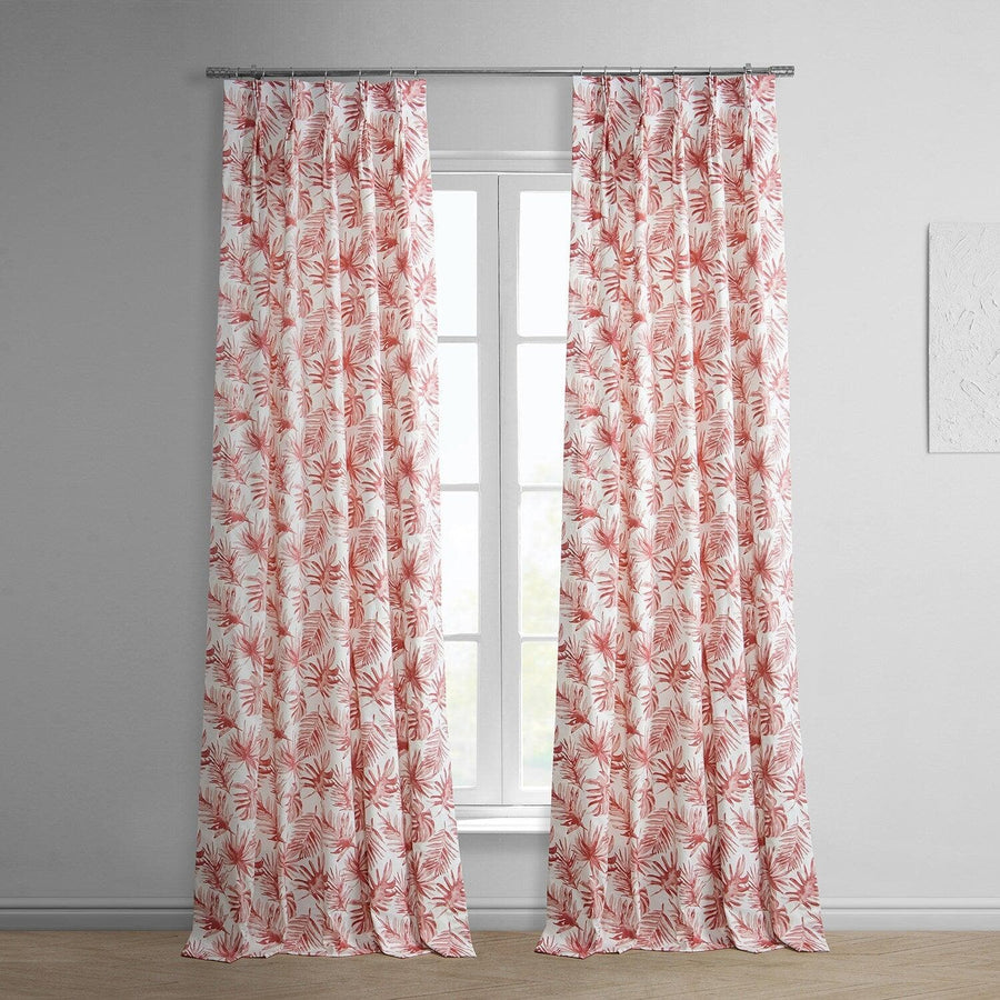 Artemis Rust French Pleat Printed Cotton Curtain