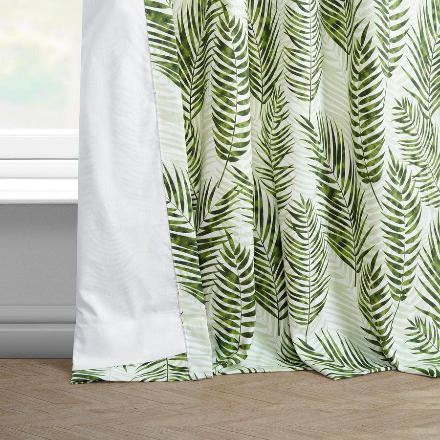 Kupala Eternal Green French Pleat Printed Cotton Curtain