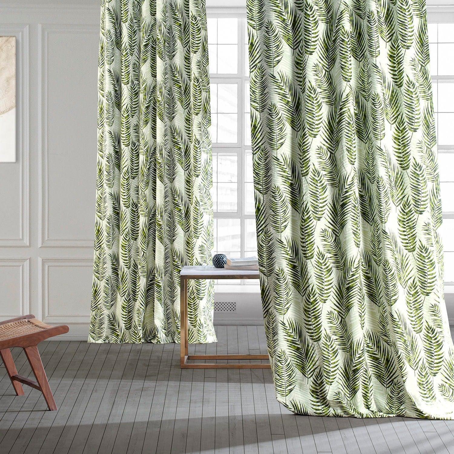 Kupala Eternal Green Printed Cotton Curtain - HalfPriceDrapes.com