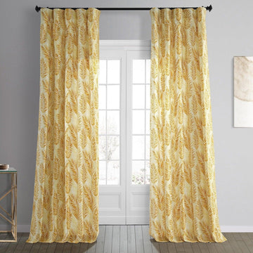 Kupala Eternal Gold Floral Printed Cotton Room Darkening Curtain