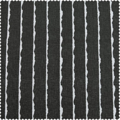 Sharkskin Black Solid Striped French Pleat Printed Cotton Room Darkening Curtain