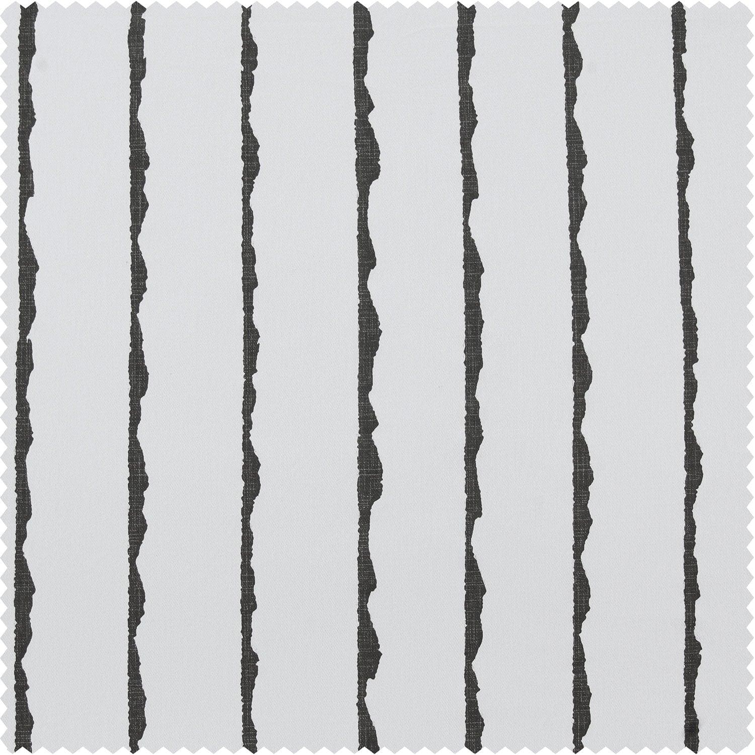 Sharkskin Black Striped Printed Cotton Room Darkening Curtain