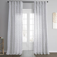 Sharkskin Black Striped Printed Cotton Curtain - HalfPriceDrapes.com