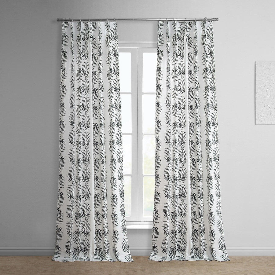 Sago Black Ink French Pleat Printed Cotton Curtain