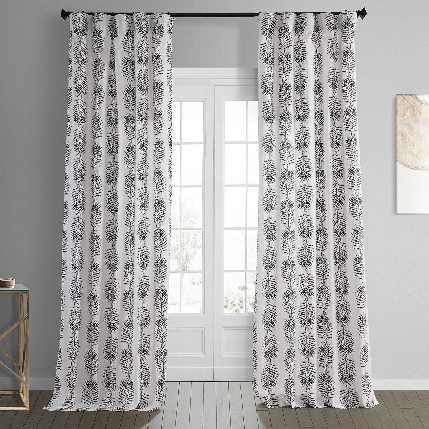 Sago Black Ink Printed Cotton Curtain - HalfPriceDrapes.com
