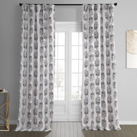Sago Black Ink Printed Cotton Curtain - HalfPriceDrapes.com