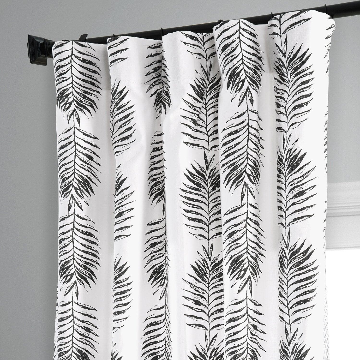 Sago Black Ink Printed Cotton Curtain - HalfPriceDrapes.com
