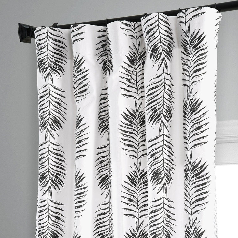 Sago Black Ink Printed Cotton Curtain - HalfPriceDrapes.com