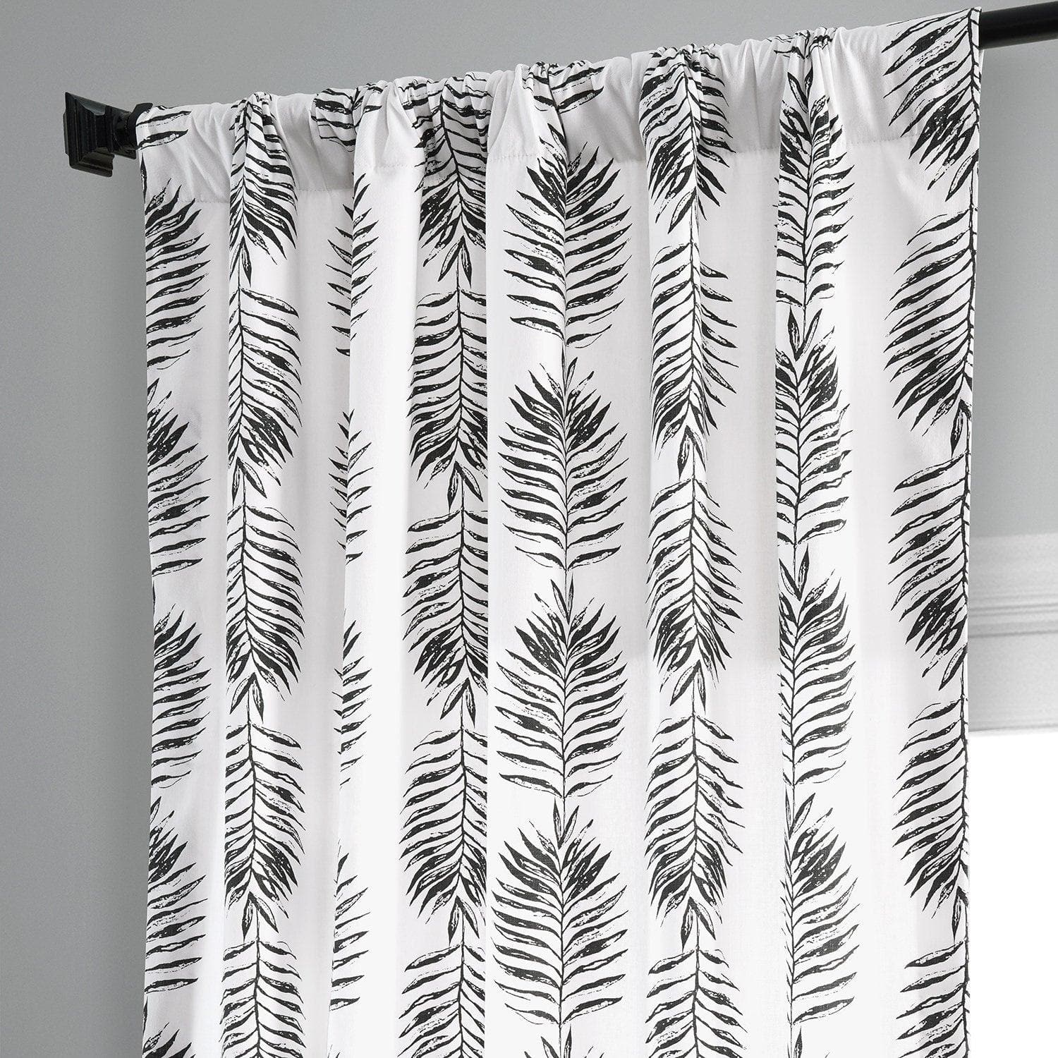 Sago Black Ink Printed Cotton Curtain - HalfPriceDrapes.com