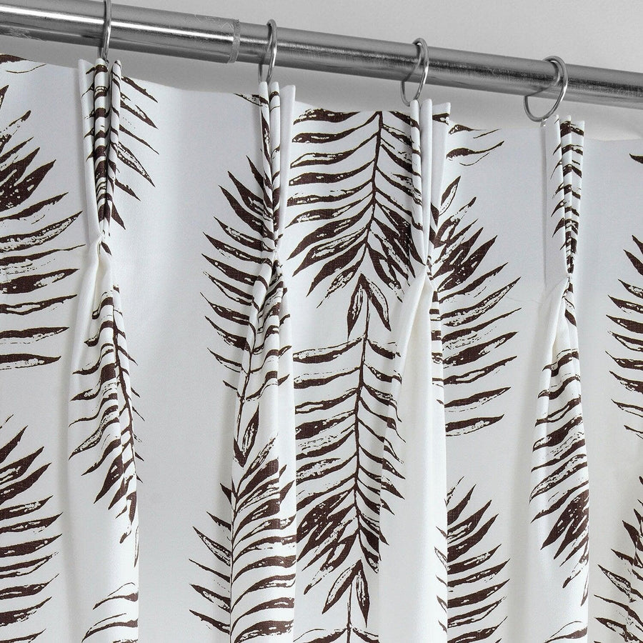 Sago Nut Brown French Pleat Printed Cotton Curtain