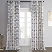 Sago Nut Brown Floral Printed Cotton Room Darkening Curtain