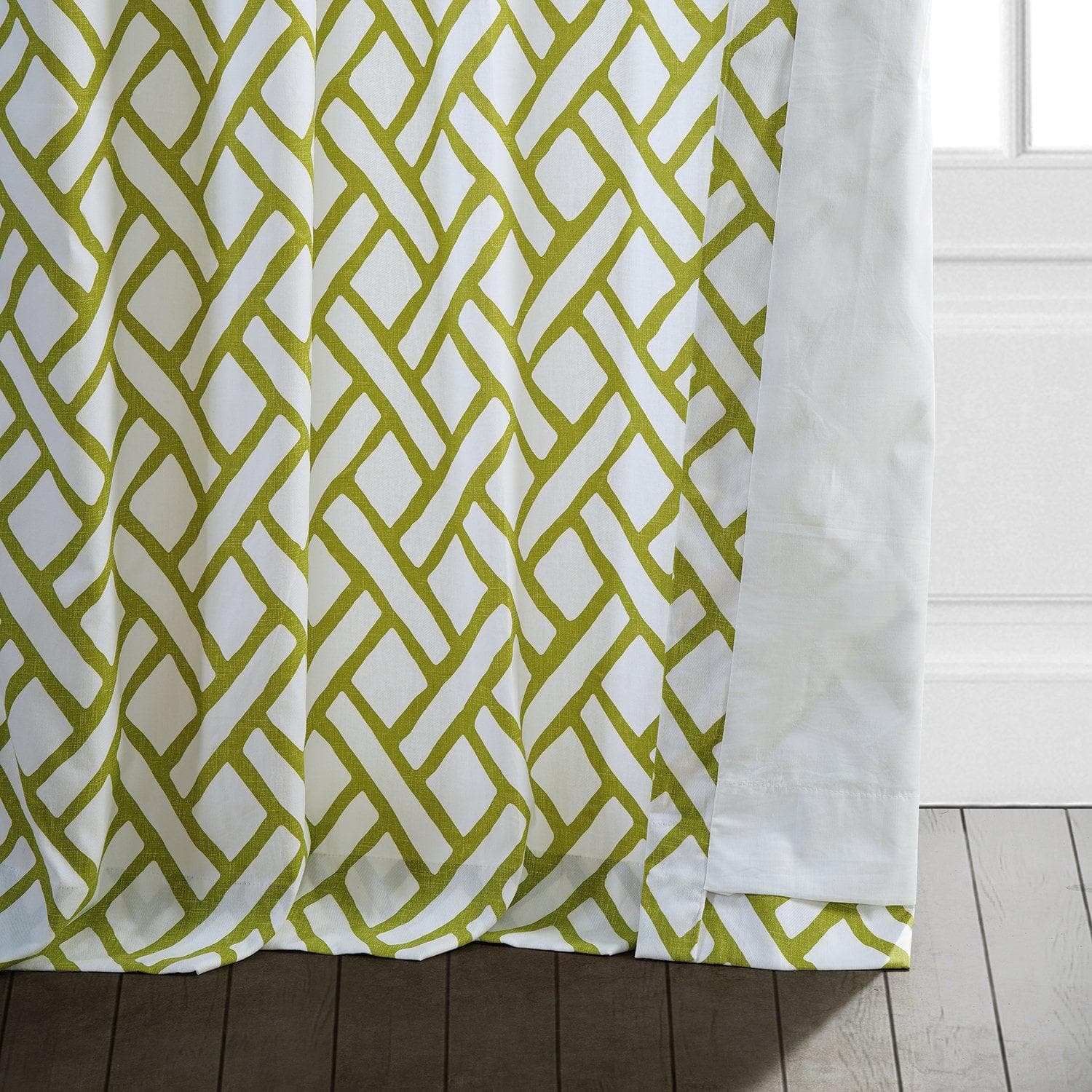 Garden Path Moss Green Printed Cotton Curtain - HalfPriceDrapes.com
