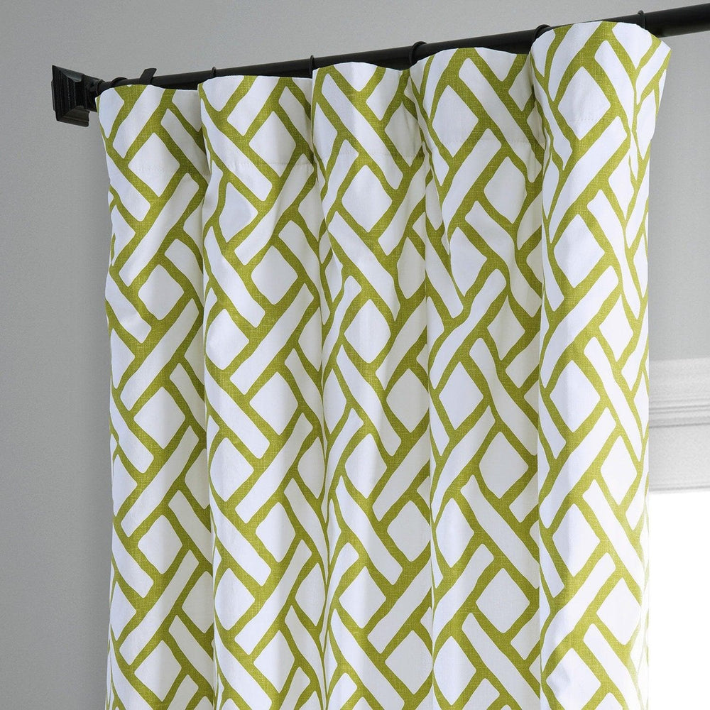Garden Path Moss Green Printed Cotton Curtain - HalfPriceDrapes.com