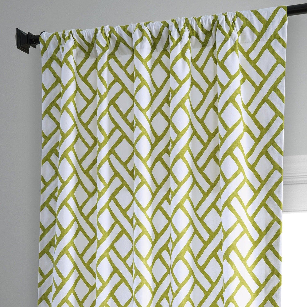 Garden Path Moss Green Printed Cotton Curtain - HalfPriceDrapes.com