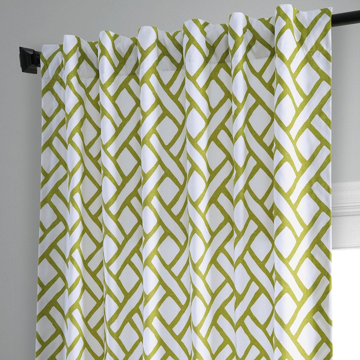 Garden Path Moss Green Printed Cotton Curtain - HalfPriceDrapes.com