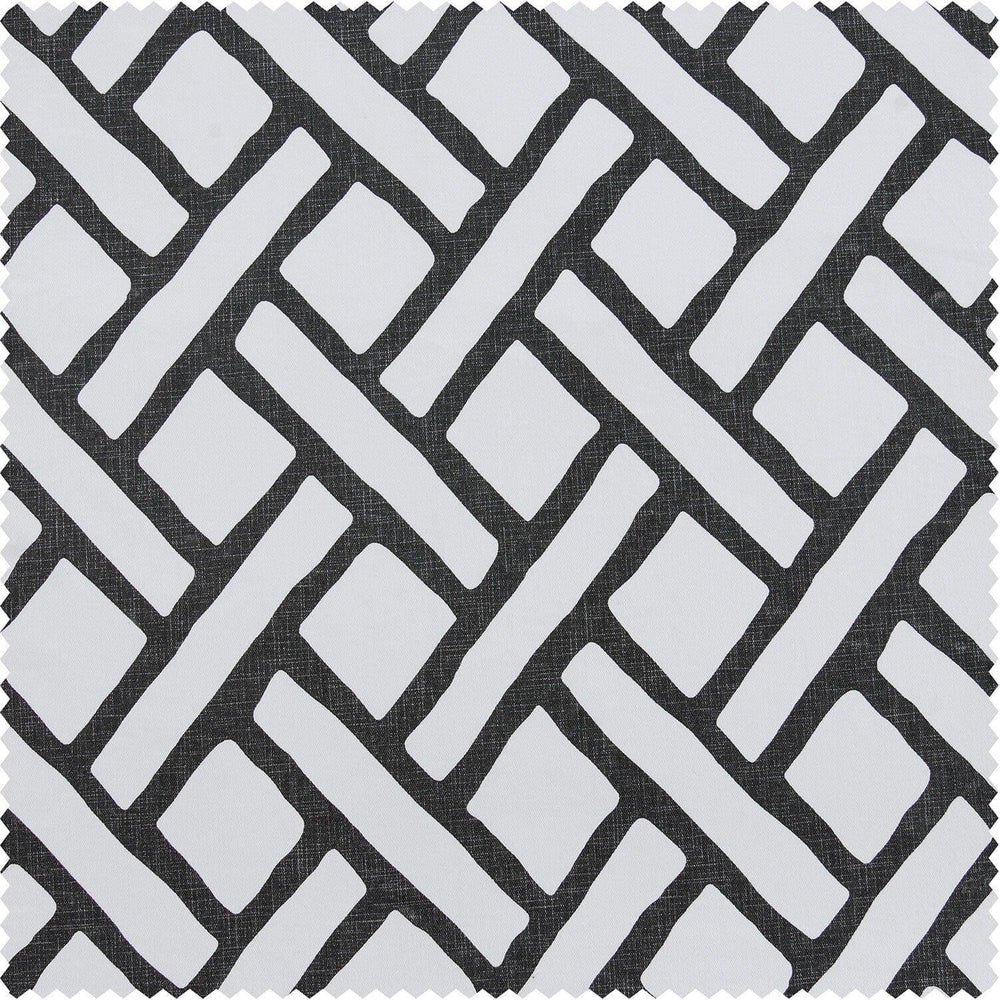 Garden Path Black Printed Cotton Curtain Swatch - HalfPriceDrapes.com