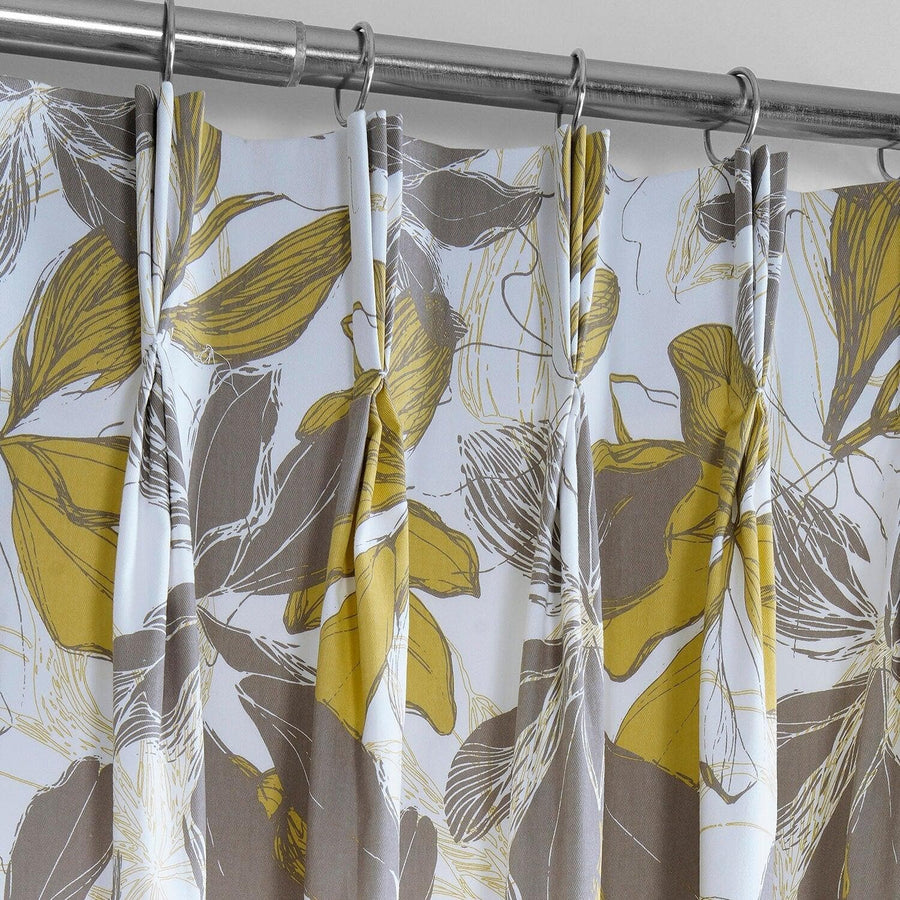 Sunny Day Gold French Pleat Printed Cotton Curtain