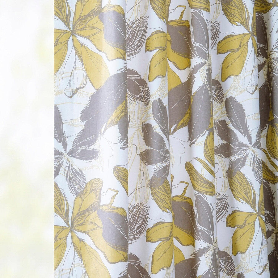 Sunny Day Gold French Pleat Printed Cotton Curtain