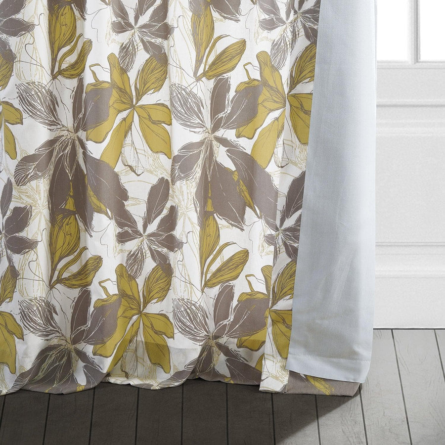 Sunny Day Gold Printed Cotton Curtain - HalfPriceDrapes.com