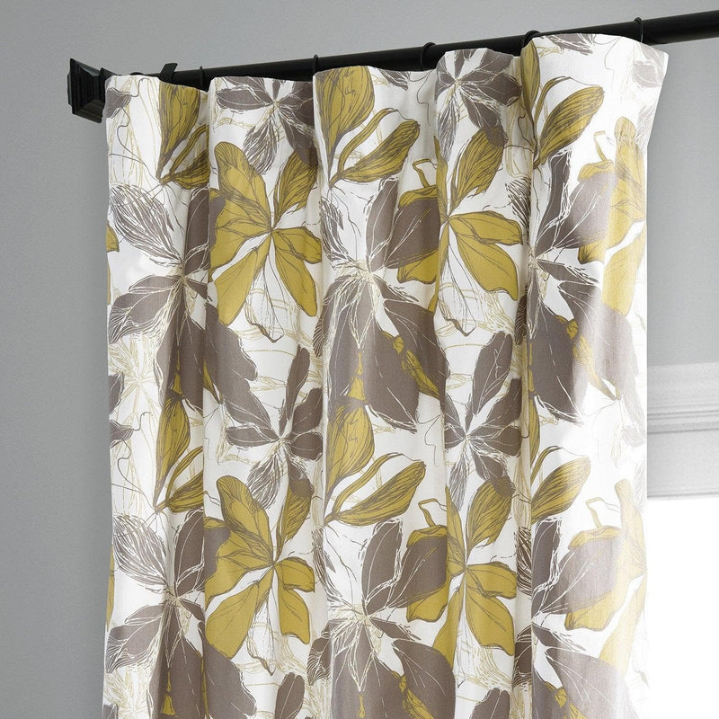 Sunny Day Gold Printed Cotton Curtain - HalfPriceDrapes.com