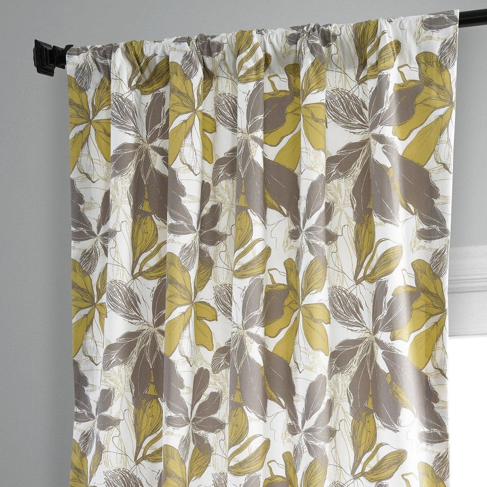 Sunny Day Gold Printed Cotton Curtain - HalfPriceDrapes.com