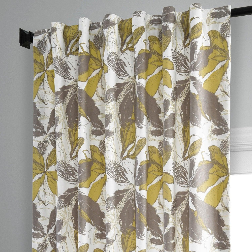 Sunny Day Gold Printed Cotton Curtain - HalfPriceDrapes.com