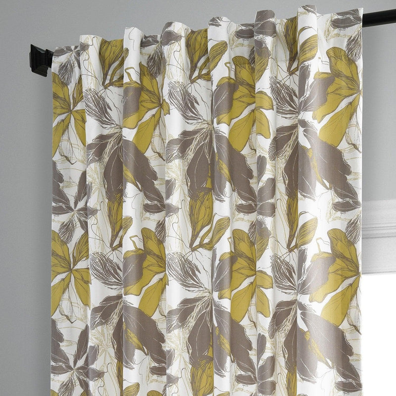 Sunny Day Gold Printed Cotton Curtain - HalfPriceDrapes.com