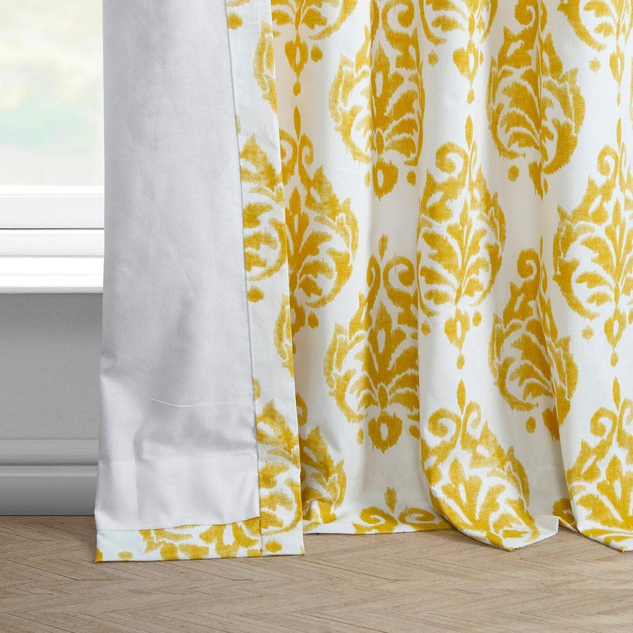 Sandlewood Gold French Pleat Printed Cotton Curtain